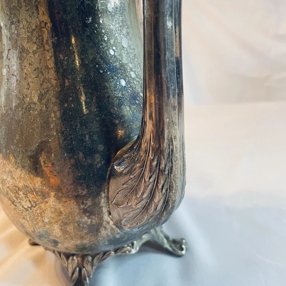 English Silver Mfg Corp Coffee Pot Vintage Silver Plate Ornate Victorian Footed
